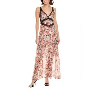 SERENETTE Pink Floral Lace Trim Dress